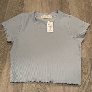 Ocean Drive Girls Blue Ribbed T-Shirt Size S